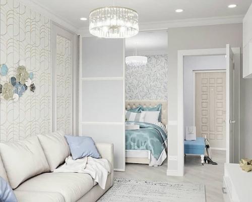 Однокомнатная квартира в холодной цветовой гамме. 04