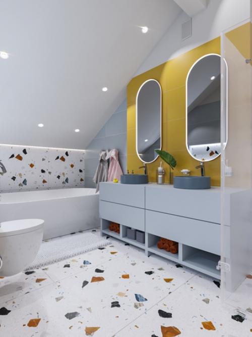 Яркая и сочная детская ванная комната в частном доме. 01