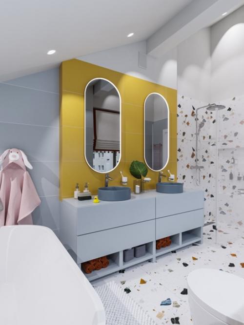 Яркая и сочная детская ванная комната в частном доме. 03