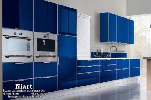 Дизайн интерьера синих кухонь. 03