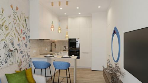 Проект компактной однокомнатной квартиры 32 м 2 в ЖК инновация в Москве. 02