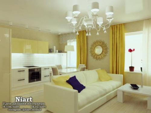 Сочные гостиные в желтом цвете. 02