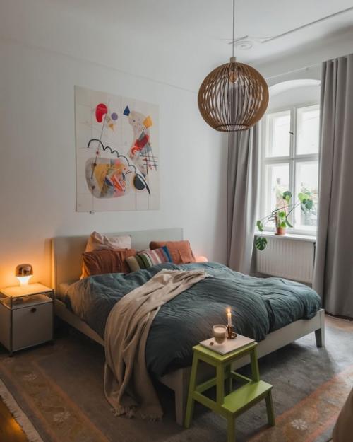 Когда погода в Берлине не радует, хозяйка этой стильной квартиры добавляет в интерьер цвета с помощью текстиля и аксессуаров! 02