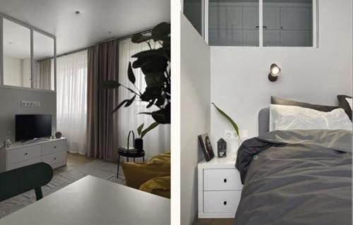 Современный и недорогой интерьер небольшой квартиры - студии площадью 28 кв. 01