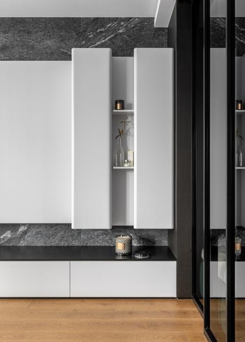 Современный интерьер квартиры - студии 35, 4 м 2 (с учетом лоджии) в ЖК румянцево - парк в Москве. 06