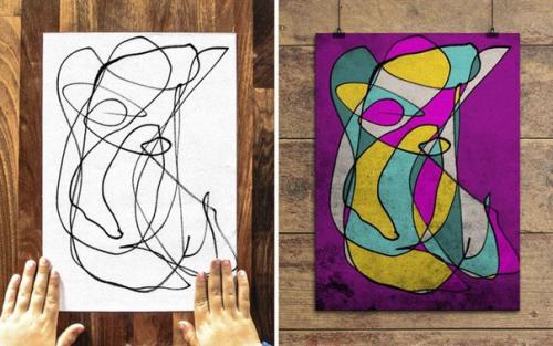 Художник каракули своего 3-летнего сына в абстрактное искусство превращает. 05