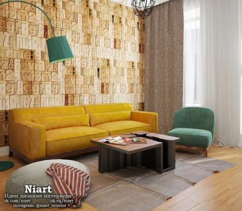 Сочные гостиные в желтом цвете. 03