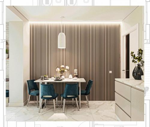 В современном дизайне интерьеров очень четко прослеживается тенденция к объединению кухни, гостиной и столовой в студийное пространство. 02