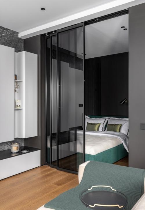 Современный интерьер квартиры - студии 35, 4 м 2 (с учетом лоджии) в ЖК румянцево - парк в Москве. 07