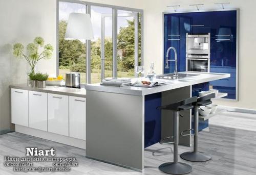 Дизайн интерьера синих кухонь. 01