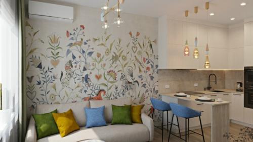 Проект компактной однокомнатной квартиры 32 м 2 в ЖК инновация в Москве. 01