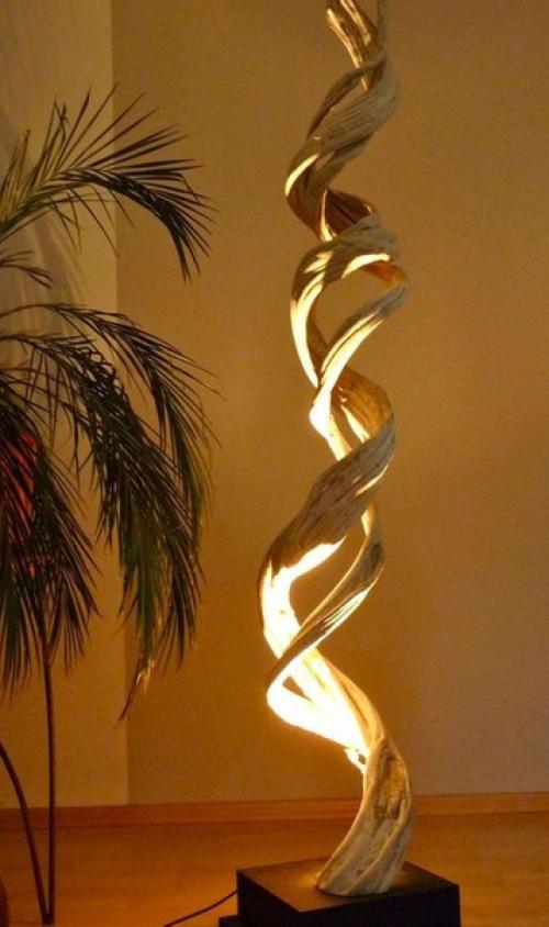 Подборка идей от разных авторов - напольные светильники из дрифтвуда. 05