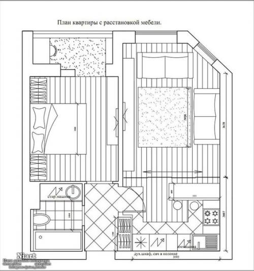 Уютный дизайн двухкомнатной квартиры 50 кв. 09