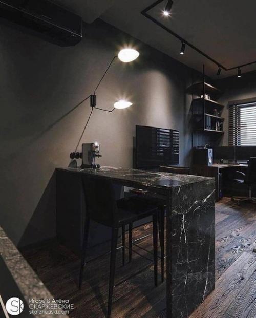 Небольшая квартира - студия в тёмных оттенках. 03