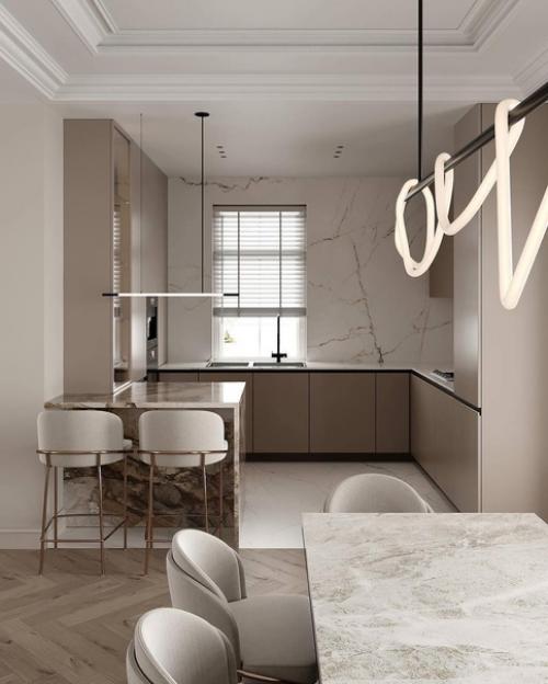 Нейтральные тона современный минимализм и функциональность этой кухни подчеркивают. 03