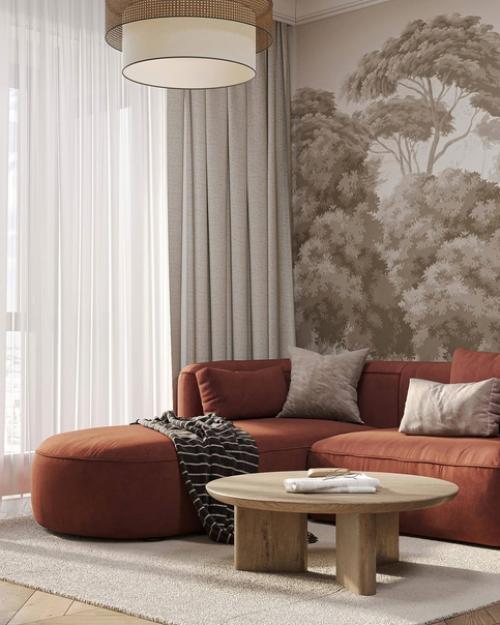 Общее помещение зоны гостиной и кухни погружает в атмосферу домашнего уюта, где каждый предмет интерьера дышит любовью. 06