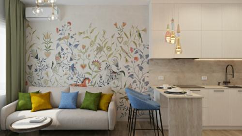 Проект компактной однокомнатной квартиры 32 м 2 в ЖК инновация в Москве.  