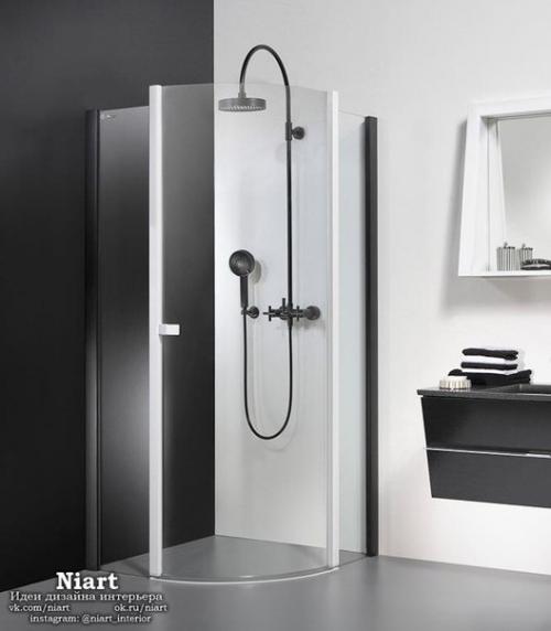 Элегантные ванные в черно-белом цвете.

