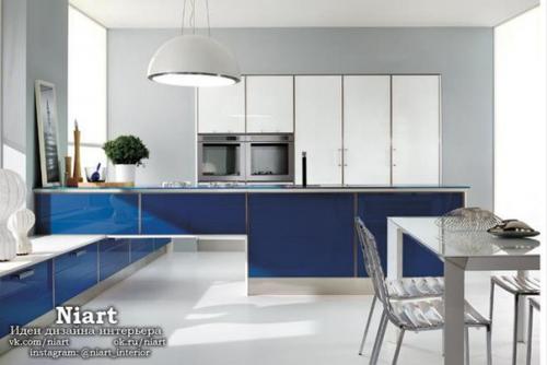 Дизайн интерьера синих кухонь. 02