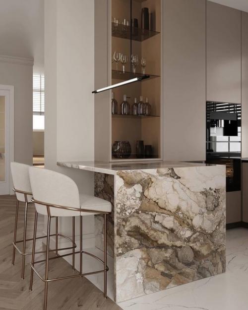 Нейтральные тона современный минимализм и функциональность этой кухни подчеркивают. 02