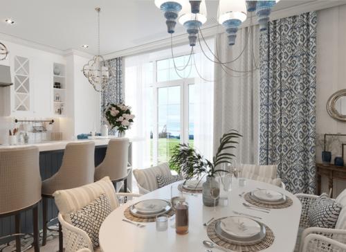 Кухня с островом в загородном доме. 04