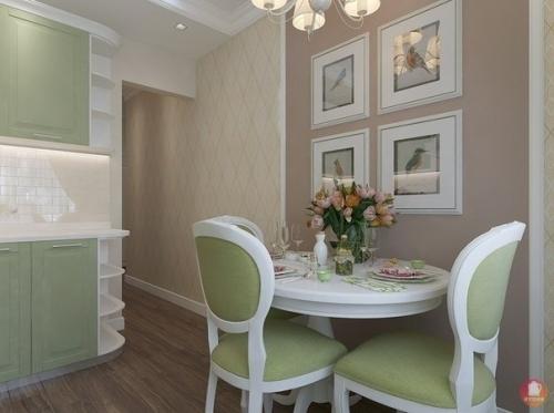 Красивая классическая кухня в приятных цветах. 01