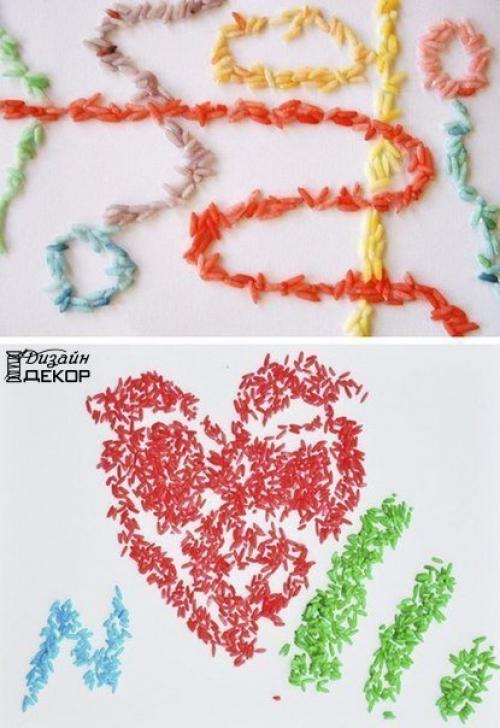 Цветной рис для детских игр и декора. 07