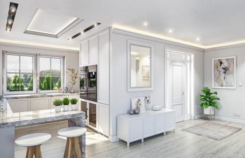 Эскизный проект коттеджа в классическом стиле с гаражом. 09