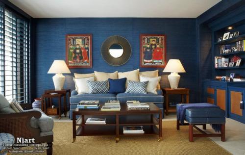 Синие обои в интерьере квартиры - как выбрать? 06