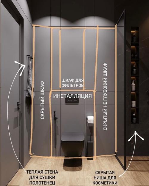 Интерьер санузла.  Кажется, что всё просто красивенько, хаотичные линии, какие-то приятные цвета, что легко повторить. 03