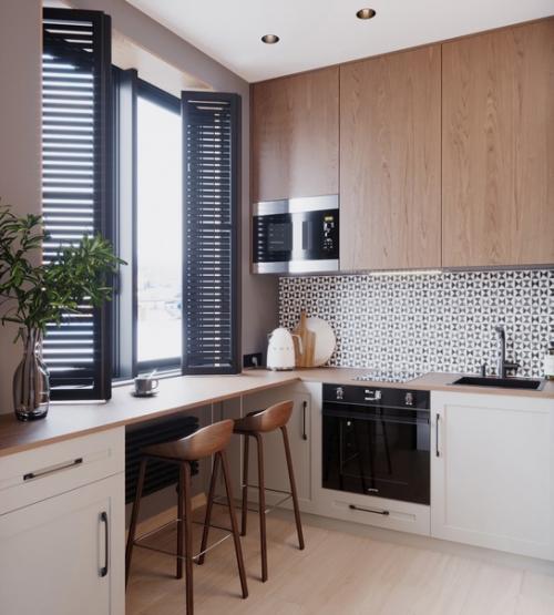 Перепланировка и стильный дизайн кухни площадью 5. 4 кв. 01