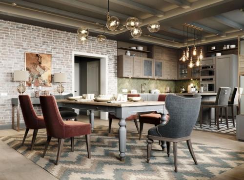 Кухня - гостиная в загородном доме. 03