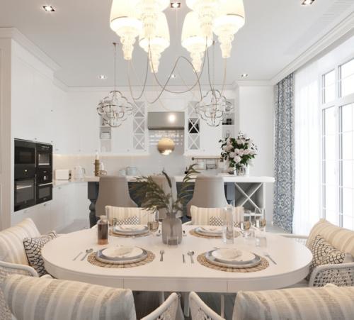 Кухня с островом в загородном доме. 06