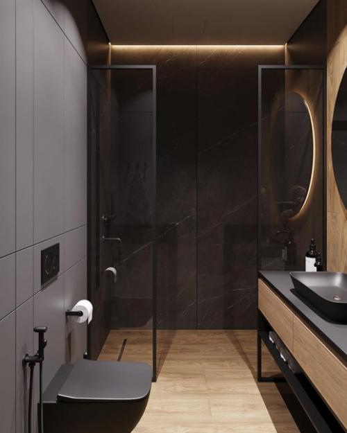 Интерьер санузла.  Кажется, что всё просто красивенько, хаотичные линии, какие-то приятные цвета, что легко повторить. 04