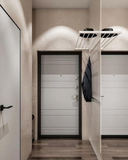 Интересное расположение кухни в студии и диван - кровать в таком маленьком пространстве единственное верное решение. 05