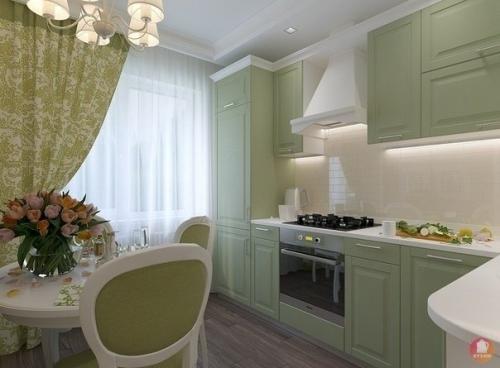 Красивая классическая кухня в приятных цветах. 03