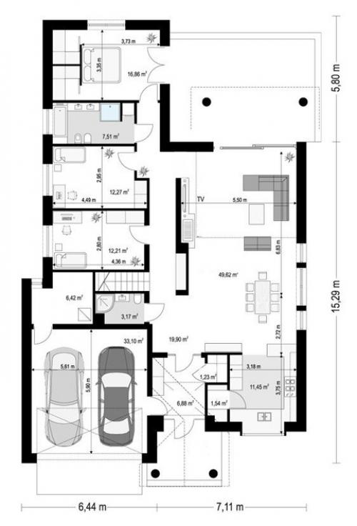 Эскизный проект коттеджа в классическом стиле с гаражом. 02