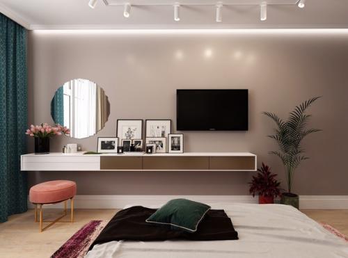 Дизайн спальной комнаты 15 м 2 для молодой девушки. 02