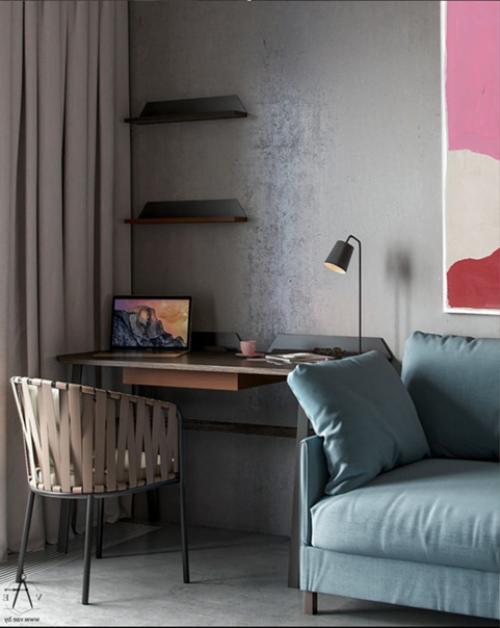 Свежий необычный интерьер однокомнатной квартиры. 03