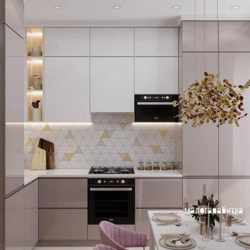 Приятная кухня в спокойных тонах. 03