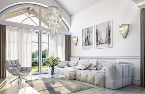 Эскизный проект коттеджа в классическом стиле с гаражом. 07