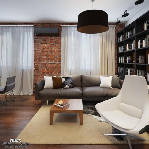 Проект интерьера студии с элементами лофта. 01