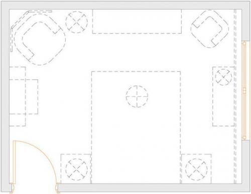 Интерьер спальни в морском стиле 15 кв. 09