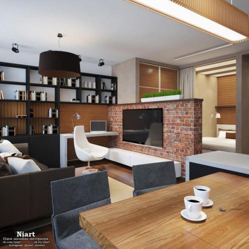 Проект интерьера студии с элементами лофта. 03