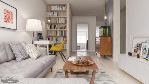 Скандинавский дизайн интерьера квартиры 60 кв. 01