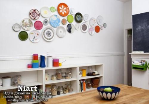 Оригинальный декор стен … тарелками. 09