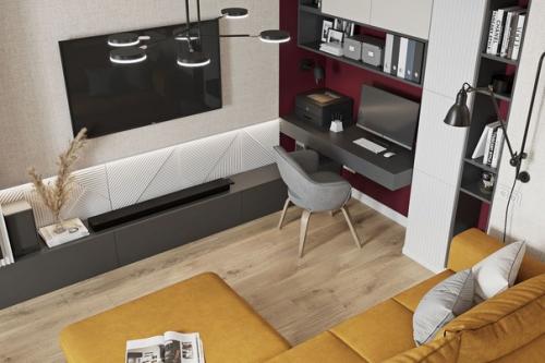 Яркии, смелыи, амбициозныи интерьер кухни - гостиной. 02