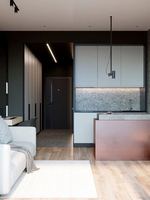 Интерьер студии 30 квадратных метров. 07