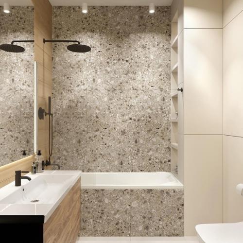 Ванная комната в теплых кремовых оттенках. 01