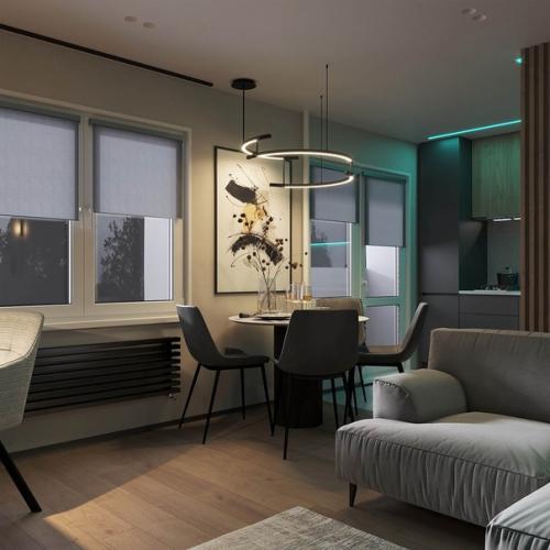 Современный интерьер 1-комнатной квартира для молодого человека. 01